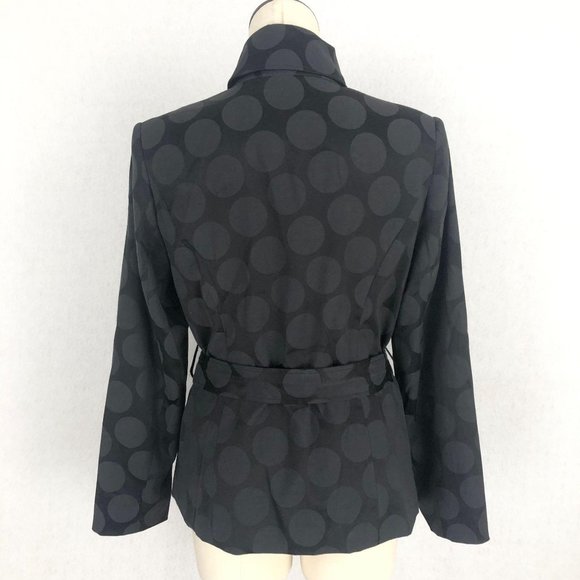 Cynthia Rowley Women's Size Med Black Polka Dot Button Front Coat Jacket Belted - Picture 3 of 9